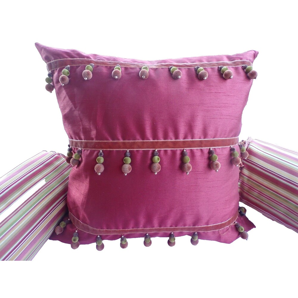 3 Mixed Throw pillows: Square is Rodeo Home pillow, 2 round striped no brand